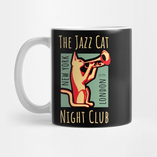 Vintage Jazz Club Poster with Jazz Cat by jazzworldquest